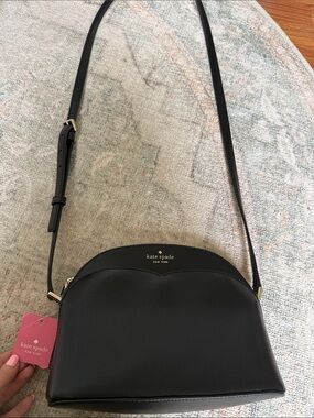 NWT! kate spade Black Leather Dome Crossbody with Gold-Tone Hardware